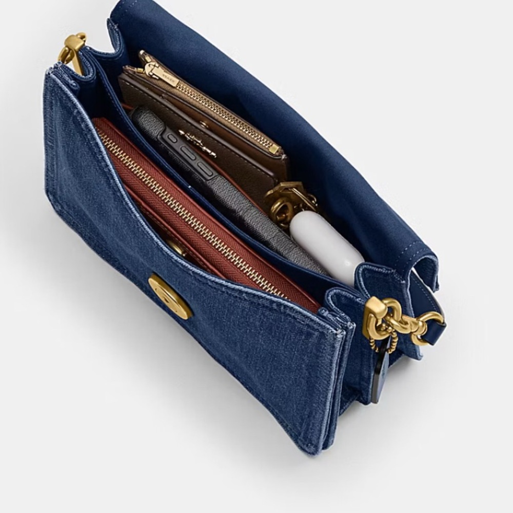 Coach Denim and Gold Chain Shoulder Bag - Picture 6 of 9
